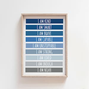 Impresión de afirmación positiva, dormitorio de niños, impresiones para guardería de niños, póster motivacional, arte de pared para niños, arte de pared para sala de juegos, impresiones inspiradoras