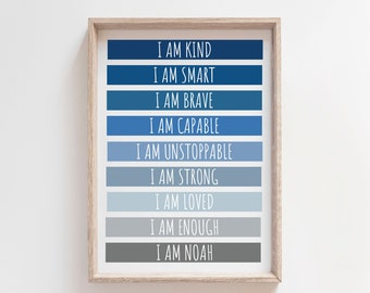 Positive Affirmation Print, Boys Bedroom, Boys Nursery Prints, Motivational Poster, Boys Wall Art, Playroom Wall Art, Inspirational Prints