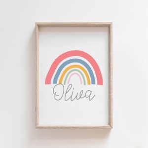 Girls Personalised Nursery Print, Rainbow Prints, Rainbow Wall Art, Girls Bedroom Prints, Playroom Prints, Playroom Wall Art, Girls Wall Art