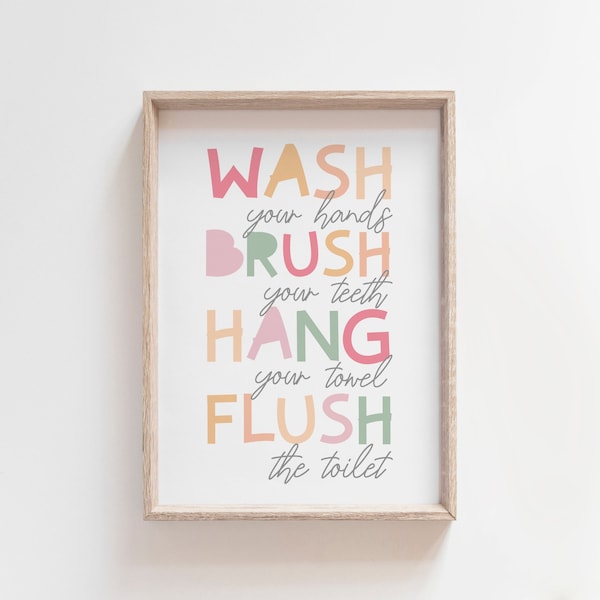 Kids Bathroom Prints, Kids Wall Art, Kids Bathroom Signs, Bathroom Rules, Bathroom Wall Art, Bathroom Decor, Playroom, Kids Room