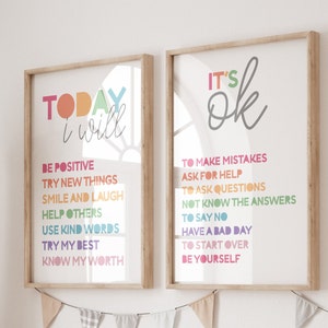 2 Girls Personalised Affirmation Prints, Girls Bedroom Prints, Girls Bedroom Decor, Motivational Prints, Rainbow Wall Art, Playroom Prints