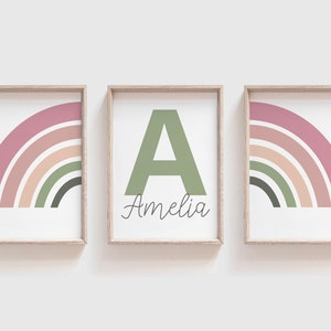 Girls Nursery Prints, Rainbow Wall Art, Girls Bedroom Prints, Rainbow Prints, Girls Wall Art, Nursery Wall Art, Playroom Prints, set of 3