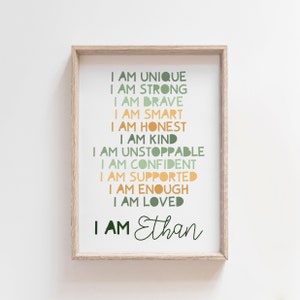 Boys Positive Affirmation Print, Boys Bedroom Decor, Boys Nursery Prints, Boys Wall Art, Playroom Prints, Inspirational Prints, Sage Green