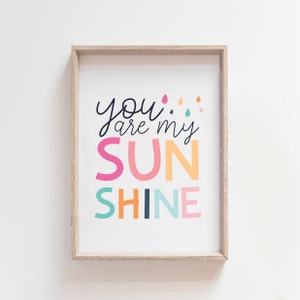 You Are My Sunshine Print, Girls Nursery Prints, Girls Bedroom Decor, Nursery Wall Art, Girls Wall Art, Playroom, Colourful, Baby Girl