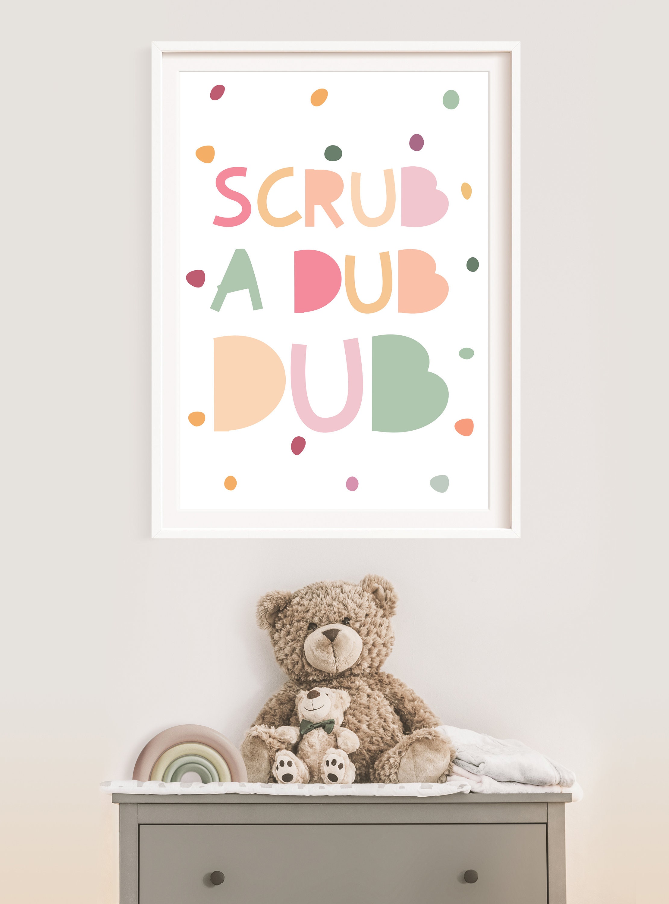 Scrub A Dub Dub Bathroom Print, Kids Bathroom, Kids Wall Art, Bathroom ...