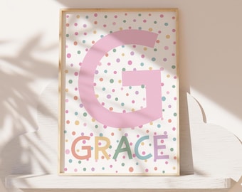 Girls Personalised Name Print, Girls Bedroom Print, Girls Wall Art, Rainbow Prints, Childs Print, Girls Bedroom Decor, Playroom Prints,
