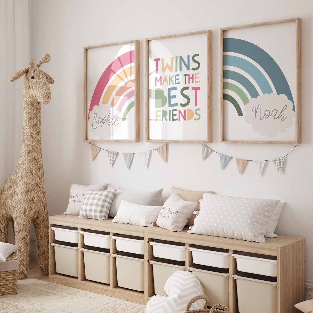 3 Playroom Prints, Twins Bedroom Prints, Brother Sister Prints, Rainbow ...