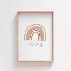Girls Rainbow Prints, Rainbow Wall Art, Girls Nursery Prints, Girls Bedroom Prints, Name Print, Girls Nursery Wall Art, Blush Pink