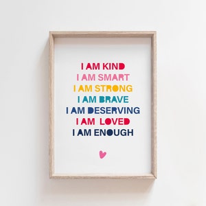 Girls Affirmation Print, Colourful  Girls Bedroom Decor, Girls Wall Art, Kids Wall Art, Playroom Prints, I Am Loved, Rainbow Wall Art