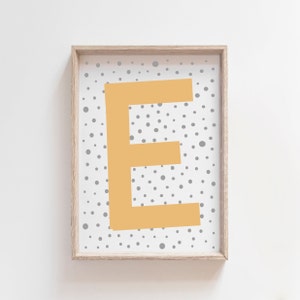 Personalised Initial Print, Nursery Print, Playroom Prints, Yellow, Bedroom Decor, Boy or Girl&#39;s Baby Name, Baby Gift, Kids Wall Art