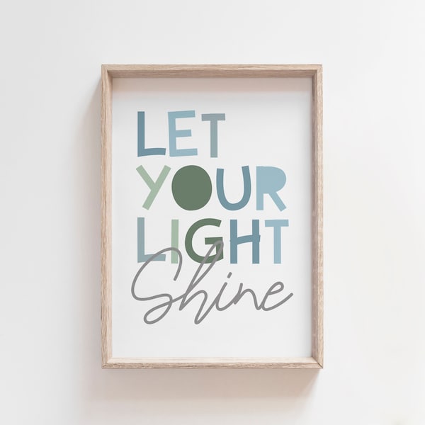 Kinder Wandkunst, Let Your Light Shine Druck, Christliche Wandkunst, Jungen Christliche Kinderzimmer Druck, Jungen Schlafzimmer Dekor, Inspirierende Wandkunst