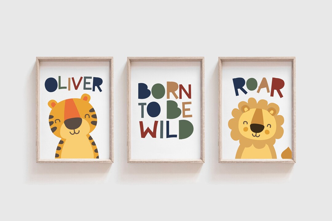 3 Boys Nursery Prints | Jungle | Nursery Wall Art | Boys Bedroom Prints ...