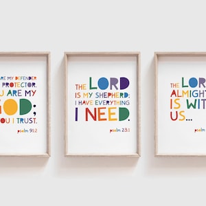 Set of 3 Bible Verse Prints, Christian Wall Art, Nursery Prints, Nursery Wall Art, Kids Room, Scripture Prints, Boys Bedroom, Girls Bedroom