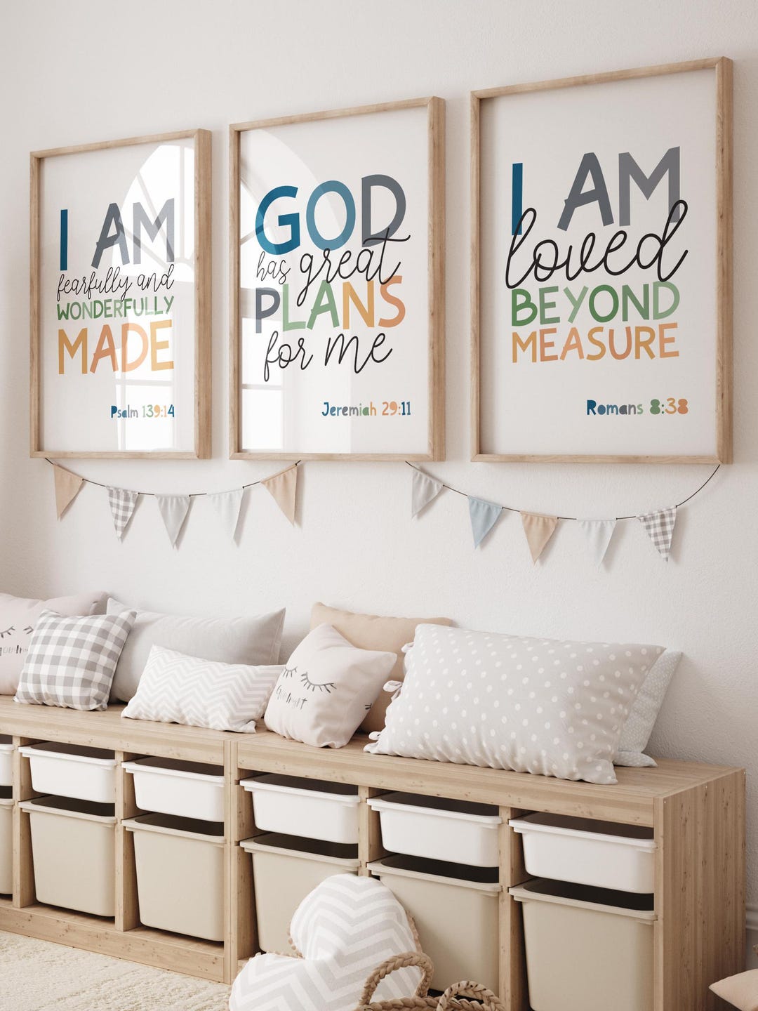 Set of 3 Bible Verse Prints, Christian Wall Art, Nursery Prints ...