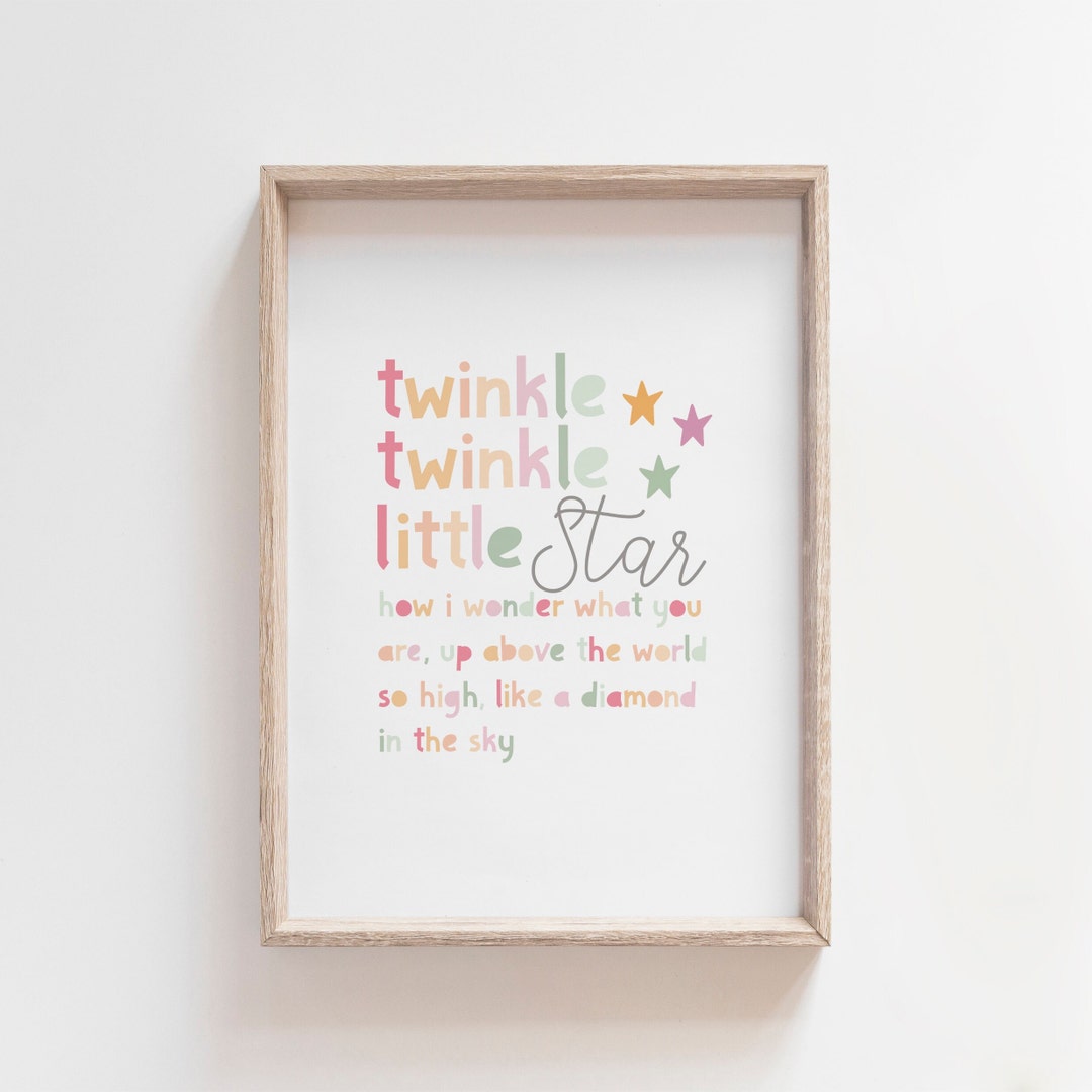 Twinkle Twinkle Little Star Print, Girls Nursery Print, Nursery Quote ...
