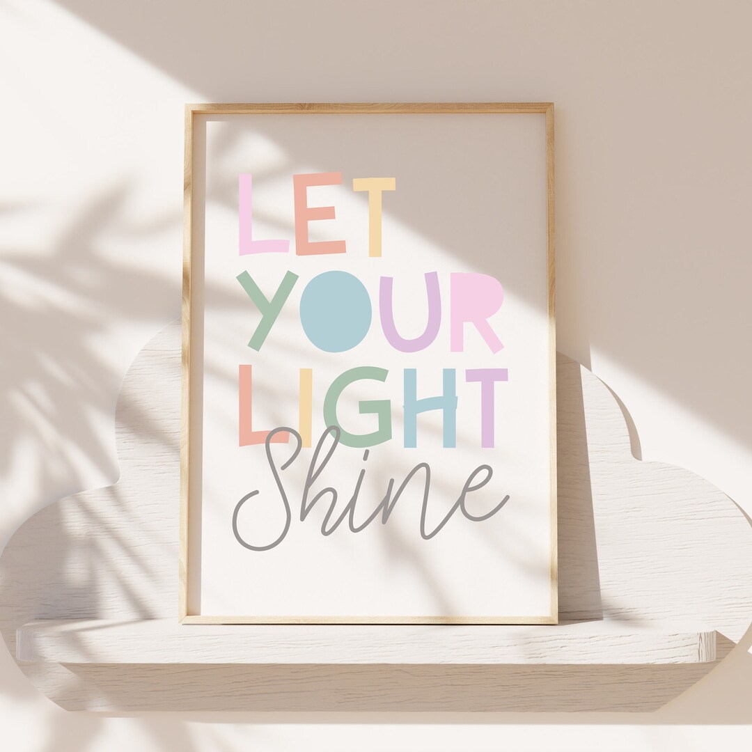 Let Your Light Shine Print, Christian Wall Art, Girls Christian Nursery ...