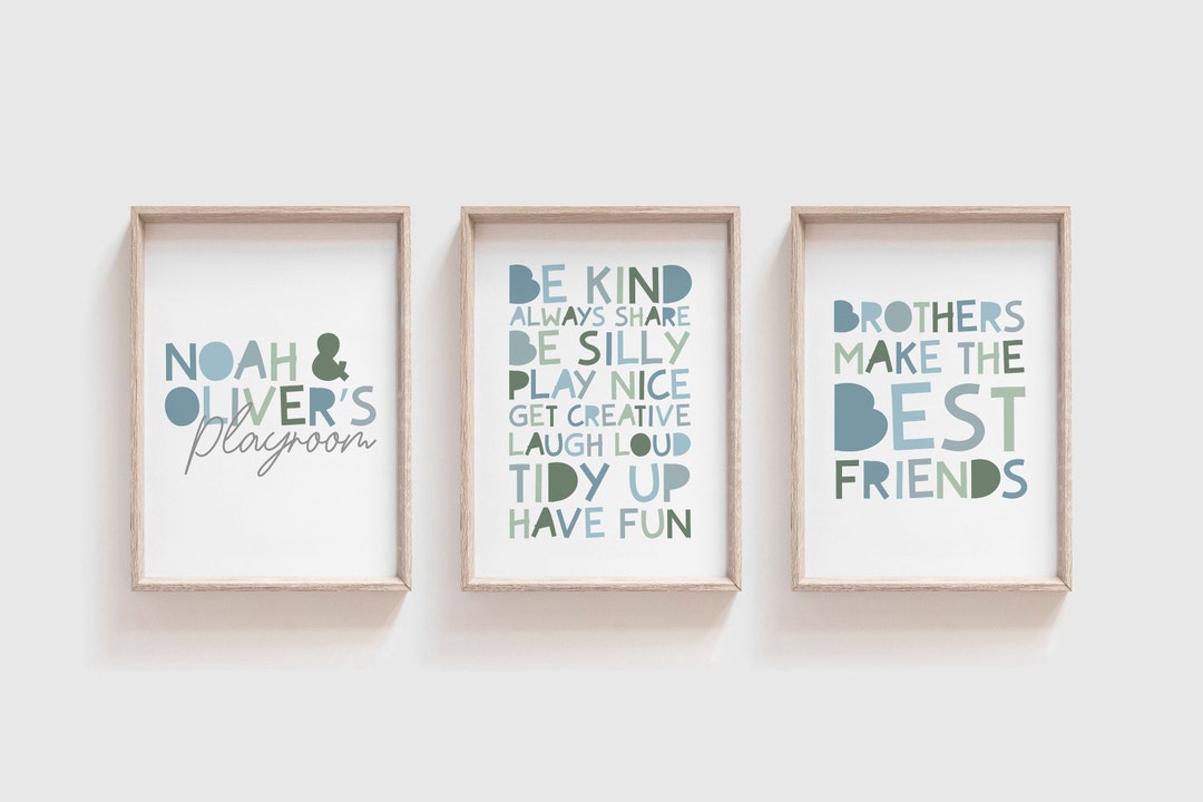 Set of 3 Playroom Prints, Playroom Wall Art, Playroom Decor, Brother ...