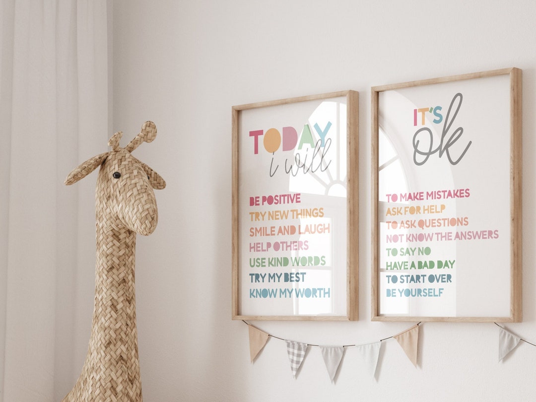 2 stampe di affermazioni positive, poster educativi, decorazioni per la ...