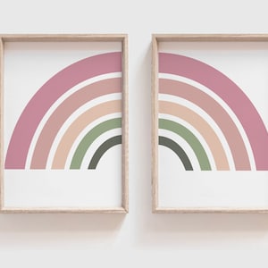 2 Girls Nursery Prints, Rainbow Wall Art, Nursery Wall Art, Blush Pink, Rainbow Prints, Girls Bedroom Prints, Girls Wall Art, Girls Bedroom