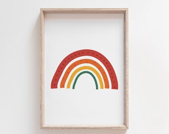 Meisjes boho kinderkamer print, regenboog print, regenboog muur kunst, meisjes slaapkamer print, weer kinderkamer print, speelkamer prints, speelkamer kunst aan de muur