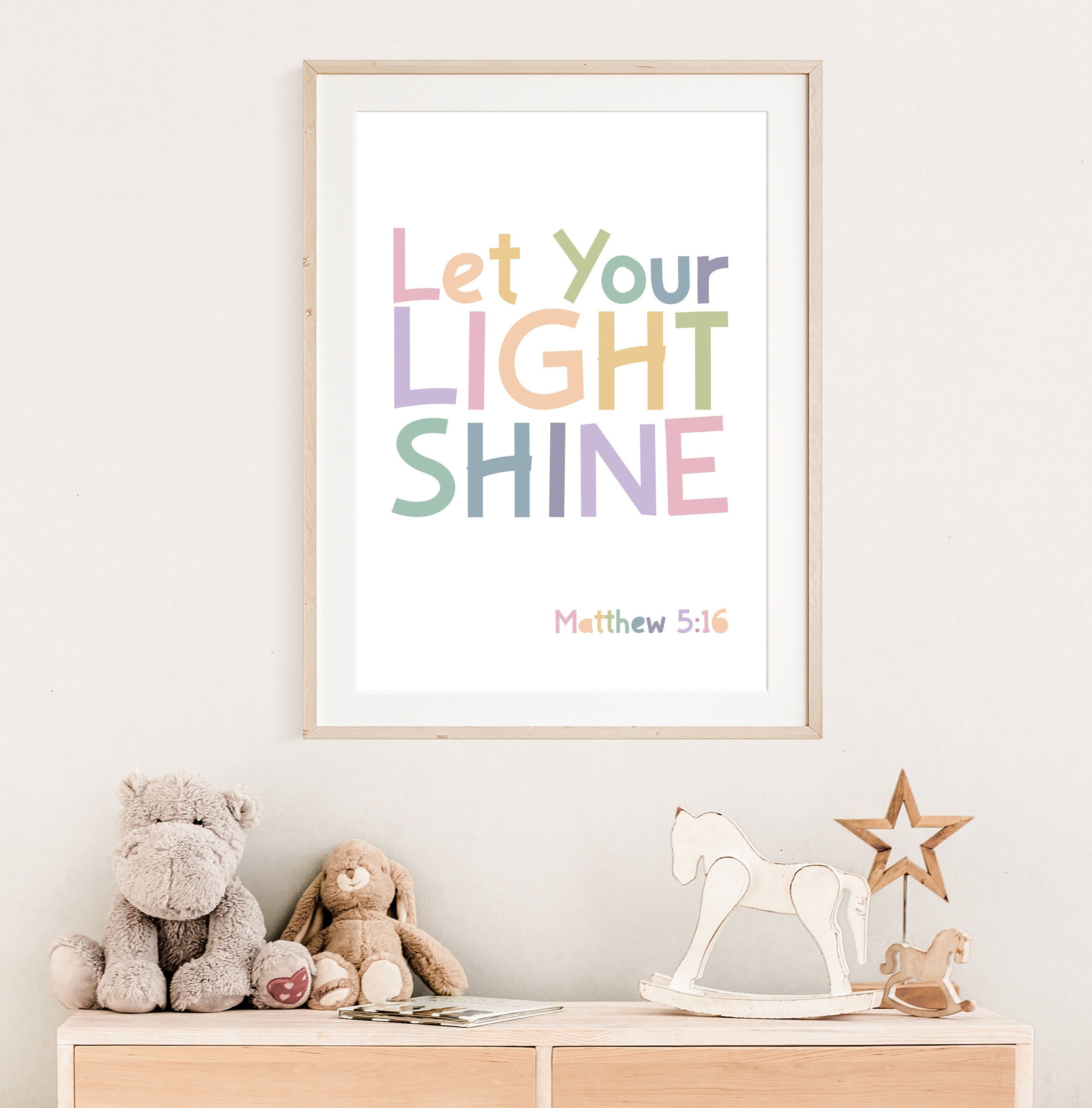 Let Your Light Shine Print, Christian Wall Art, Girls Nursery Print ...