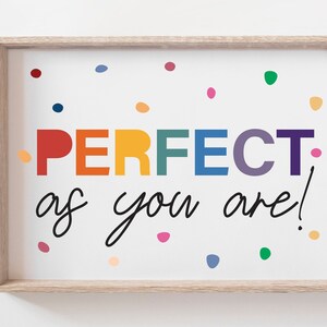Perfect As You Are Print, Girls Nursery Prints, Playroom Prints, Playroom Wall Art, Rainbow Prints, Girls Bedroom Prints, Nursery Quotes