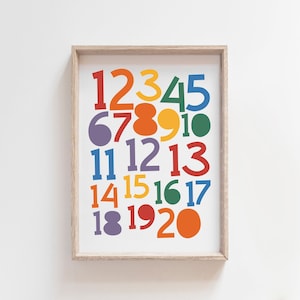Rainbow Numbers Print, Playroom Prints, Playroom Wall Art, Numbers Poster, Educational Art, Colourful Wall Art, Nursery Print, Kids Art