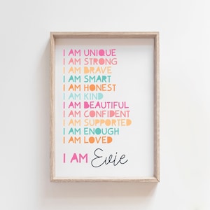 Girls affirmation print, Rainbow wall art, Girls Bedroom Decor, Girls Wall Art, Positive Prints, Motivational, Colourful, Kids Mental Health