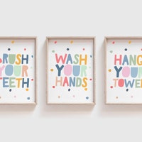 Bathroom Wall Art Set of 6 Printable Posters Fun Rubber Duck Wash Your ...