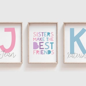 3 Sister Prints, Girls Nursery Prints, Playroom Prints, Sister Wall Art, Girls Nursery Wall Art, Siblings Bedroom Prints, Girls Wall Art