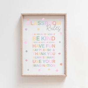 Pósteres de reglas del aula, reglas de la clase, póster de aprendizaje educativo, decoración del aula, jardín de infantes, preescolar, póster del aula, reglas del maestro