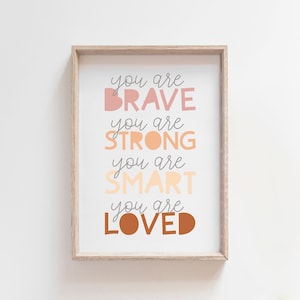 Boho Nursery Prints, Girls Bedroom Decor, Girls Wall Art, Daily Affirmation Print, Kids Wall Art, Self Love, Playroom Decor, You Are Loved