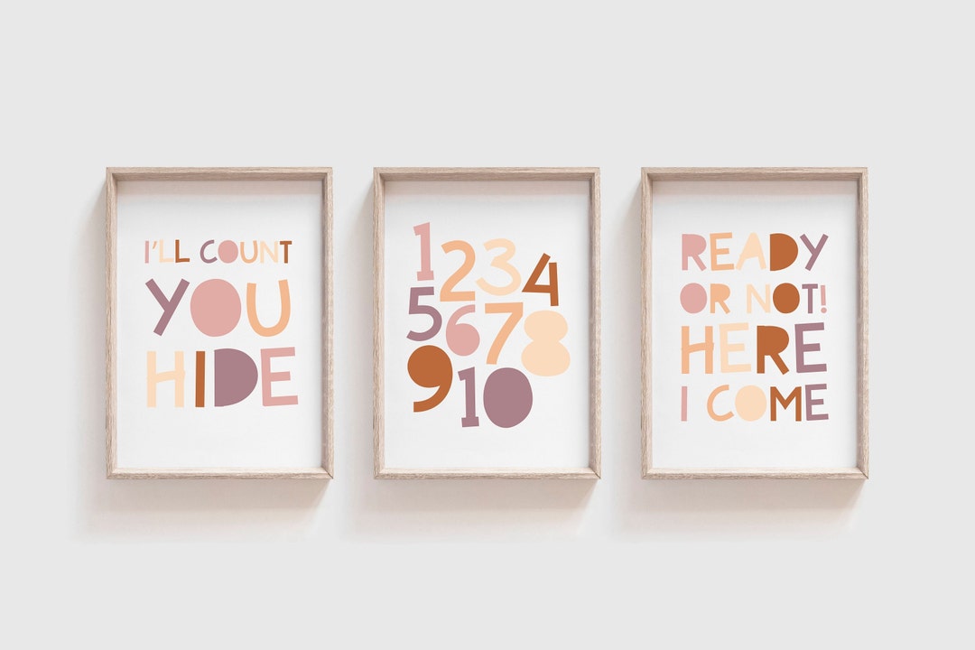 Set of 3 Playroom Prints, Playroom Wall Art, Colourful, Girls Nursery ...