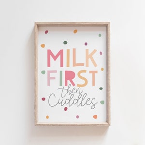 But First Milk Print, Girls Nursery Prints, Girls Nursery Decor, Girls Bedroom, Pastel Nursery Decor, Nursery Wall Art, Kids Wall Art