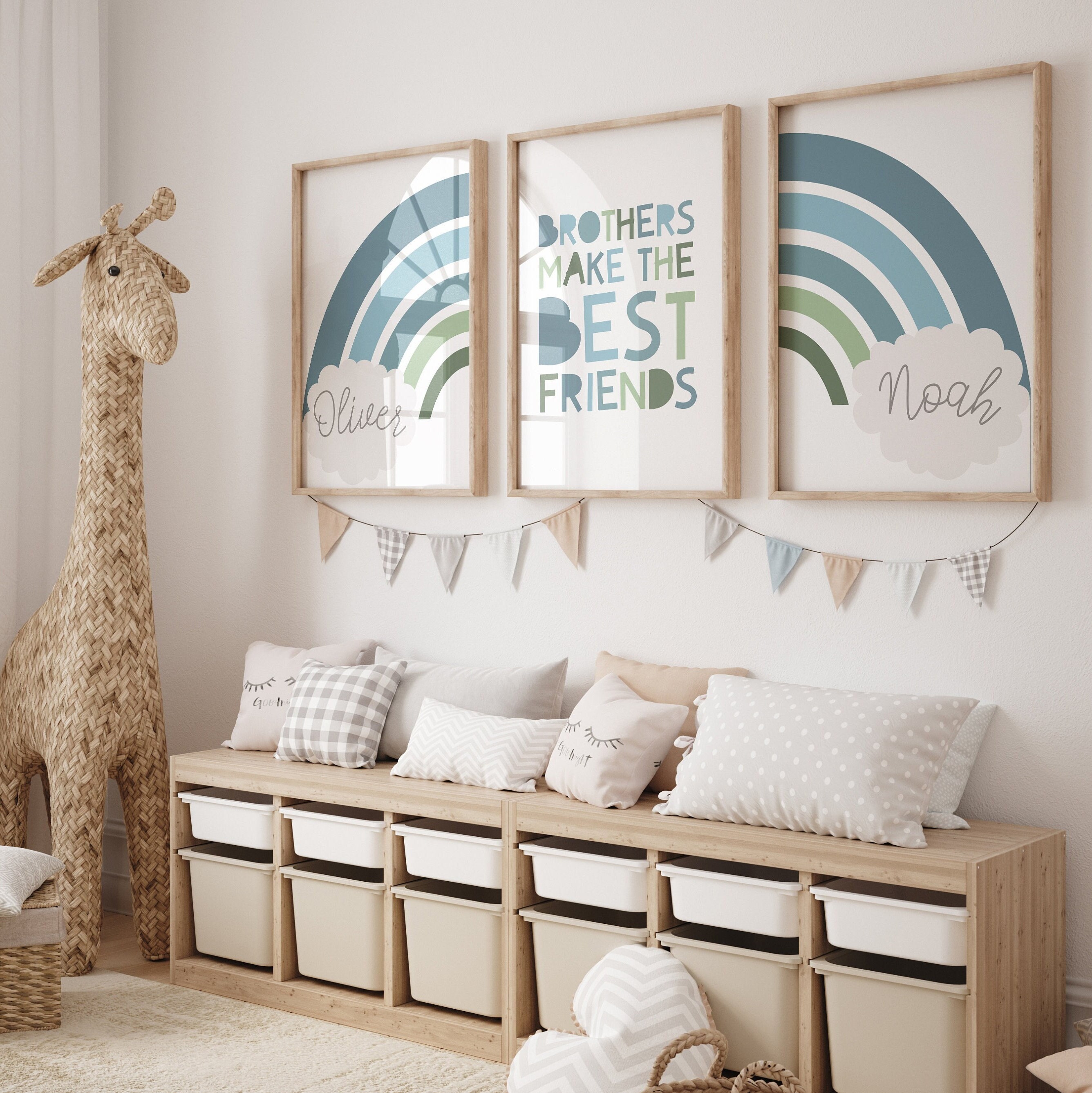Set of 3, Boys Bedroom Decor, Brother Best Friends, Brothers Bedroom, Brothers Wall Art, Playroom, Siblings, Boys Wall Art, Personalised