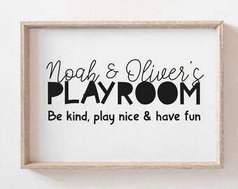 Personalised Playroom Prints, Monochrome Nursery Prints, Be Kind Print, Boys Bedroom, Boys Wall Art, Playroom Wall Art, Black