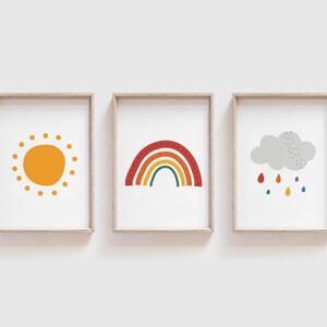 Set of 3 Girls Nursery Prints, Rainbow Prints, Rainbow Wall Art, Nursery Wall Art, Girls Bedroom Prints, Boys Bedroom Prints, Playroom Print