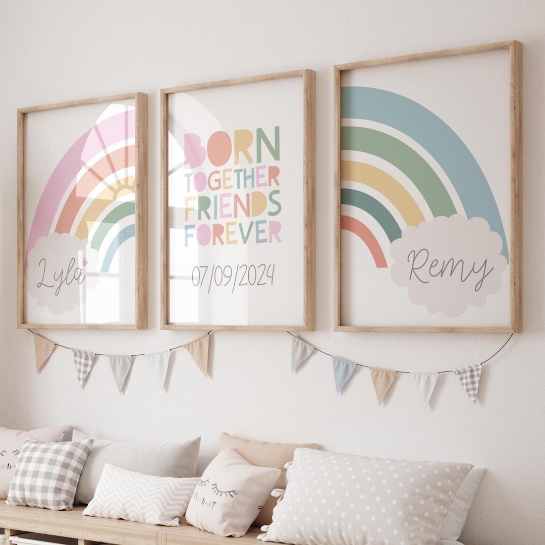 Twins Nursery Prints, Rainbow Prints, Twins Bedroom Decor, Rainbow ...
