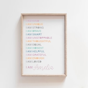 Girls Affirmation Prints, Girls Bedroom Decor, Girls Nursery Prints, Motivational Poster, Girls Affirmation Poster, Girls Wall Art