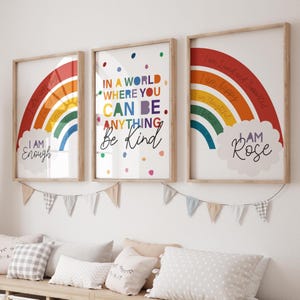 Set of 3 Personalised Affirmation Prints, Nursery Wall Art, Rainbow Prints, Rainbow Wall Art, Positive Prints, Boys Bedroom, Girls Bedroom