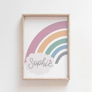 Personalised Prints, Girls Nursery Print, Girls Bedroom Decor, Rainbow Wall Art, Girls Wall Art, Toddler Bedroom, Girls Nursery Wall Art