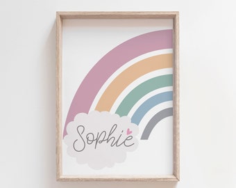 Personalised Prints, Girls Nursery Print, Girls Bedroom Decor, Rainbow Wall Art, Girls Wall Art, Toddler Bedroom, Girls Nursery Wall Art