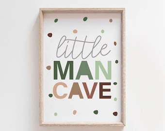 Impresión de cueva de hombrecito, impresiones para guardería de niños, impresiones para dormitorio de niños, arte de pared para niños, impresiones para sala de juegos, impresiones de jungla, impresiones de safari, habitación de niños