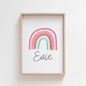 Personalised Rainbow Print, Girls Bedroom Decor, Girls Nursery Print, Girls Bedroom Decor, Name Prints, Girls Wall Art, Playroom