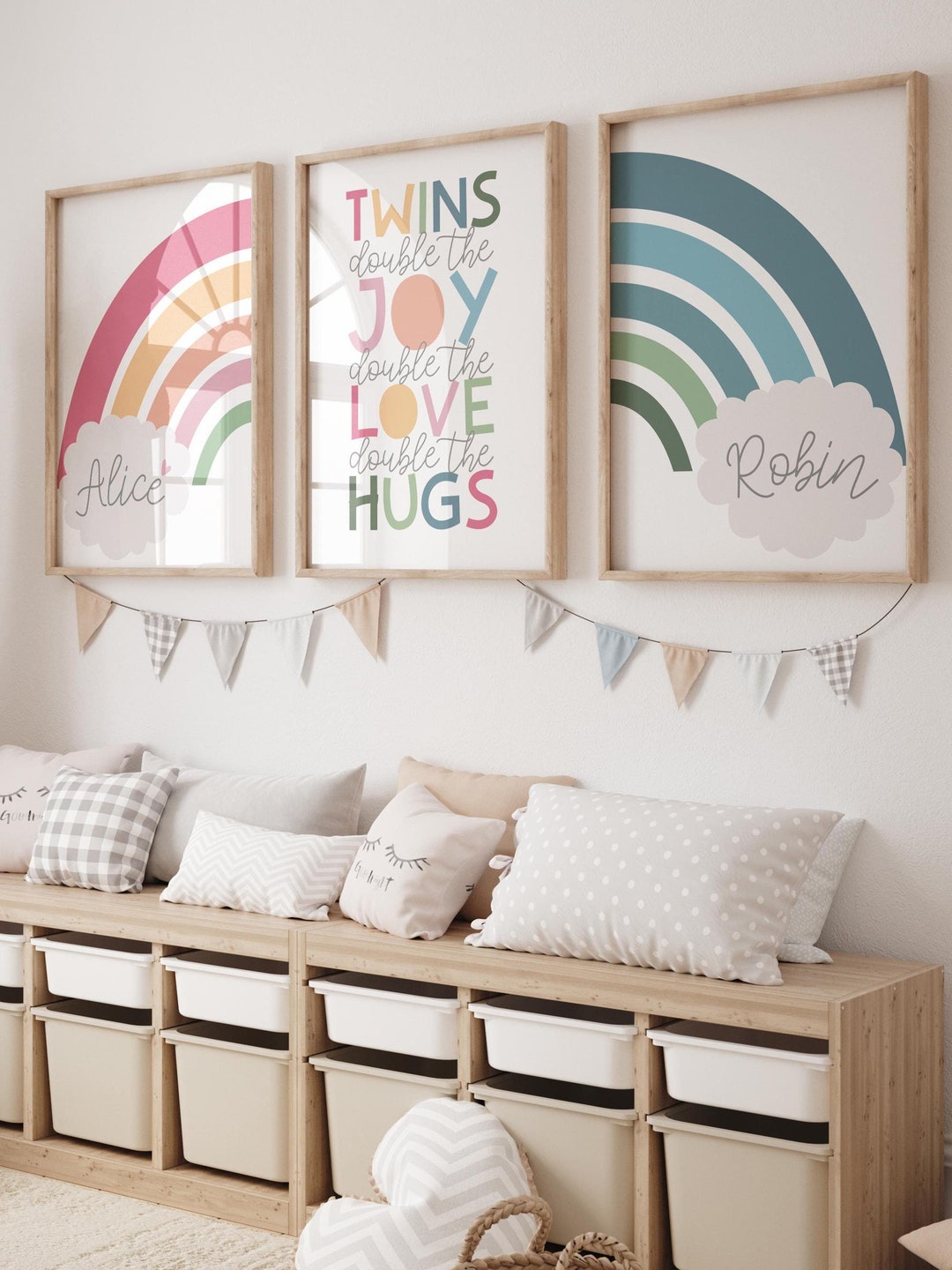 Twins Nursery Prints, Rainbow Print, Twins Bedroom Prints, Twins ...