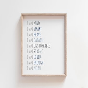 Affirmation Print, Boys Bedroom Prints, Motivational Wall Art, Nursery Wall Art, Inspirational Prints, Kids Wall Art, Personalised Prints