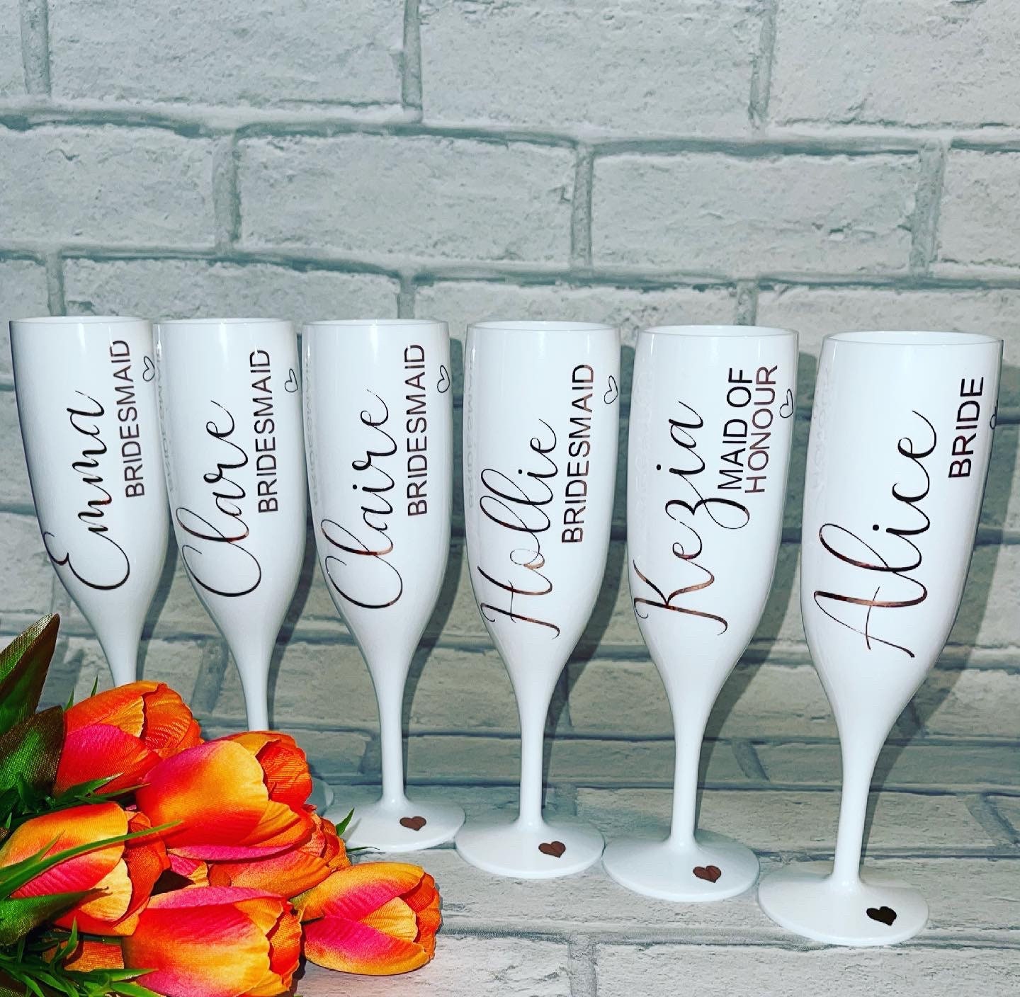 Personalised White Champagne Flutes Flutes bridal bridal Etsy