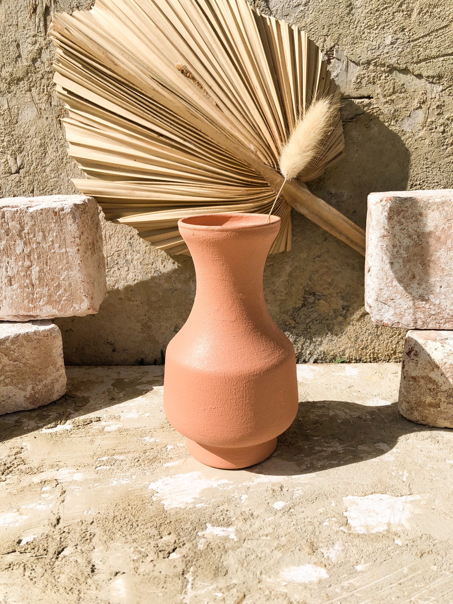 Faux Terracotta Textured Glass Vase Hand Painted Etsy