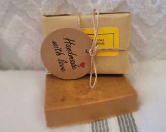 Homemade Turmeric Soap Bar 90g. Fragrance Free. No artificial colours or harmful products added. 100% Vegetable based.