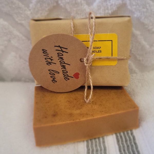 Homemade Turmeric Soap Bar 90g. Fragrance Free. No artificial colours or harmful products added. 100% Vegetable based.